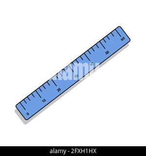 Stationery ruler on a white background isolated, vector illustration of a school concept Stock Photo