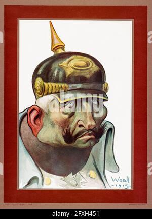 Wilhelm II (1859-1941) (William II aka 'Kaiser Bill') was the last German Emperor and King of Prussia (1888-1918), caricature portrait by Weal, 1915 Stock Photo