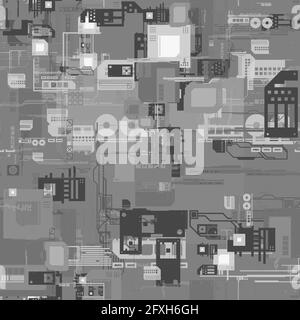 Seamless repeating pattern of height maps. Can be used for futuristic objects in 3D Stock Photo