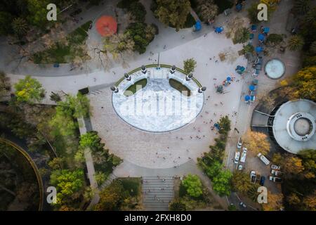 Aerial top down view of Monument to the Boy Heroes (Spanish: Monumento a los Ninos Heroes) at Chapultepec Park in Mexico City, Mexico. Stock Photo