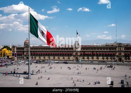 Historical landmark National Palace building at Plaza de la Constitucion in Mexico City, Mexico. Stock Photo