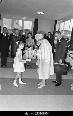 Queen Juliana and Prince Bernhard visited fourth Lustrum of the Great Kempen Cultural Days in Hilvarenbeek, Queen Juliana was offered flowers, July 9, 1966, FLOWERS, offers, queens, The Netherlands, 20th century press agency photo, news to remember, documentary, historic photography 1945-1990, visual stories, human history of the Twentieth Century, capturing moments in time Stock Photo