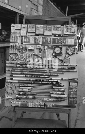 Fireworks for sale from December 28. Portion from wide assortment of fireworks, December 15, 1981, FIREWORKS, assortments, The Netherlands, 20th century press agency photo, news to remember, documentary, historic photography 1945-1990, visual stories, human history of the Twentieth Century, capturing moments in time Stock Photo