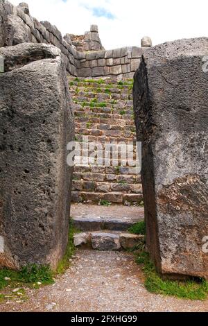 View of Sacsayhuaman, Inca ruins in Cusco or Cuzco town, Peru Stock Photo