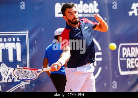 Parma, Italy. 27th May, 2021. Romain Arneodo during double tennis match ATP 250 during ATP 250 Emilia Romagna Open 2021, Tennis Internationals in Parma, Italy, May 27 2021 Credit: Independent Photo Agency/Alamy Live News Stock Photo