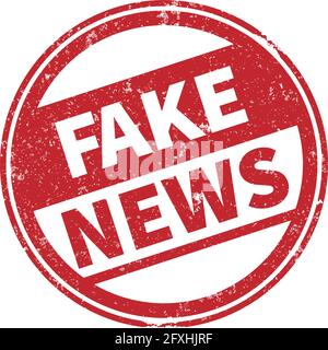 round grungy FAKE NEWS rubber stamp imprint vector illustration isolated on white background Stock Vector