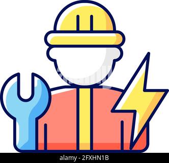 Electrician RGB color icon Stock Vector