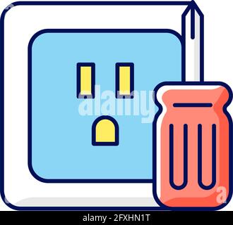 Outlet repair RGB color icon Stock Vector