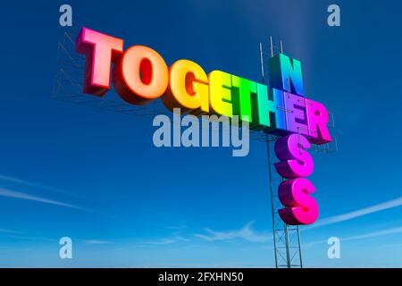 Digitally generated image multicolor togetherness sign Stock Photo
