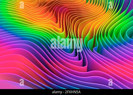 Digitally generated image multicolor rainbow ripple pattern Stock Photo