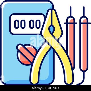Electrician tools RGB color icon Stock Vector