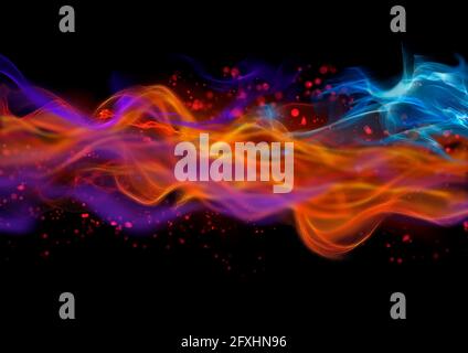 Abstract multicolor wave pattern on black background Stock Photo