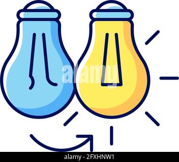 Changing lightbulb RGB color icon Stock Vector