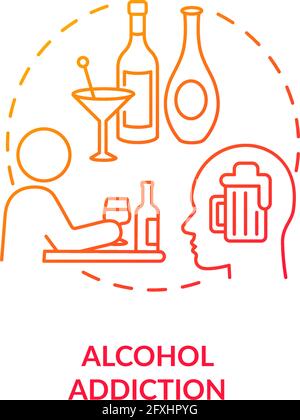 Alcohol addiction concept icon Stock Vector