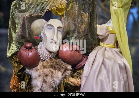 Museum of the Obraztsov Puppet Theater, marionettes from different countries of the world - Moscow, Russia, April 29, 2021 Stock Photo