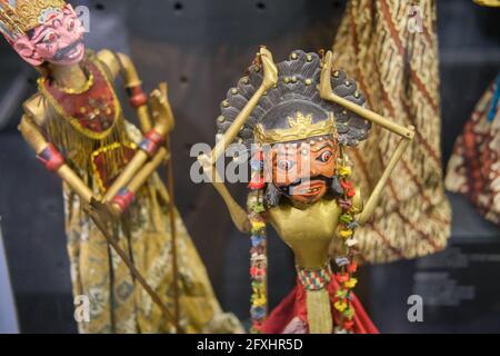 Museum of the Obraztsov Puppet Theater, marionettes from different countries of the world - Moscow, Russia, April 29, 2021 Stock Photo