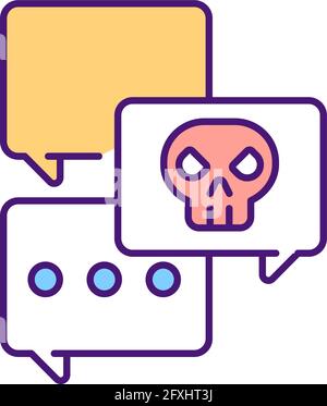 Detecting and blocking rude comments RGB color icon Stock Vector