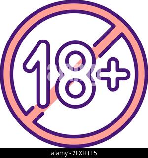 Adult content blocking RGB color icon Stock Vector