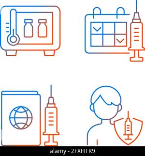 Vaccine shot gradient linear vector icons set Stock Vector