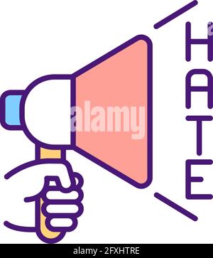 Hate speech in cyberspace RGB color icon Stock Vector