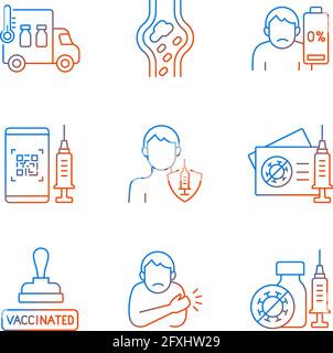 Covid passport gradient linear vector icons set Stock Vector