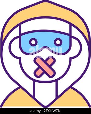 Blocking offensive anonymous users RGB color icon Stock Vector