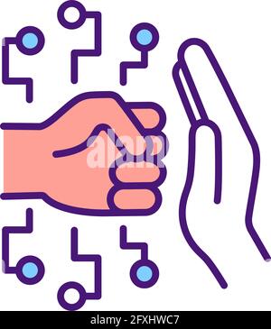 Cyberbullying prevention RGB color icon Stock Vector