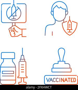 Immunization against virus gradient linear vector icons set Stock Vector