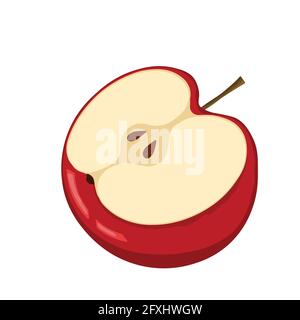 Apple slice icon isolated on white background. Natural delicious fresh ripe tasty fruit. Template vector illustration for packaging, banner, card Stock Vector
