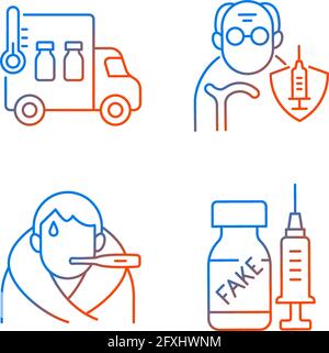 Covid spread prevention gradient linear vector icons set Stock Vector