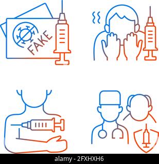 Vaccine inoculation gradient linear vector icons set Stock Vector