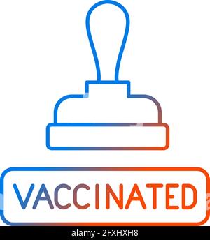 Vaccinated stamp gradient linear vector icon Stock Vector