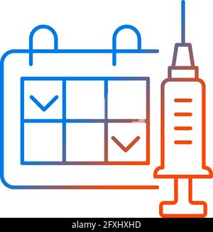 Two dose vaccination gradient linear vector icon Stock Vector