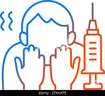 Fear of vaccination gradient linear vector icon Stock Vector