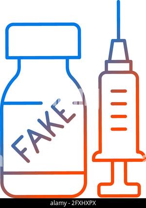 Fake vaccine gradient linear vector icon Stock Vector
