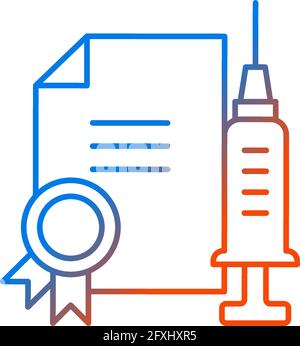 Vaccine quality certificate gradient linear vector icon Stock Vector