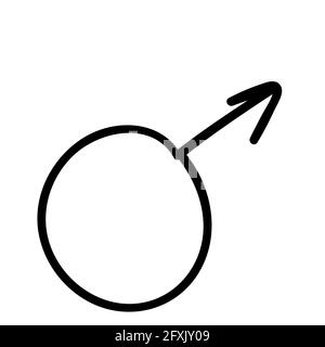 mars sign, circle with outward arrow one line. vector illustration element Stock Vector