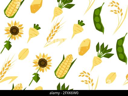 Seamless pattern with agricultural crops. Harvesting background. Stock Vector