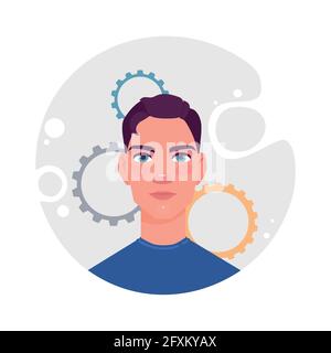 Man self realization concept background, cartoon style Stock Vector