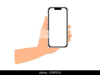image graphics hand hold smart phone isolated white background vector illustration Stock Vector