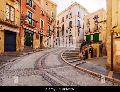 Street of the Old Town, Tarragona, Catalonia, Spain, Europe Stock Photo