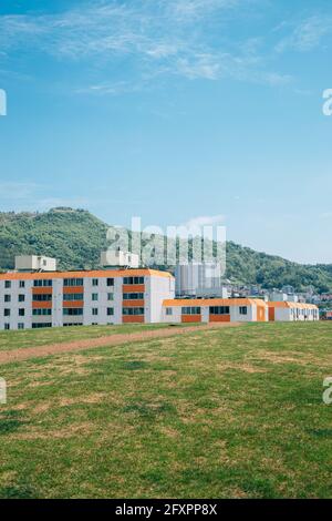 Daeseong-dong Ancient Tombs and city view in Gimhae, Korea Stock Photo