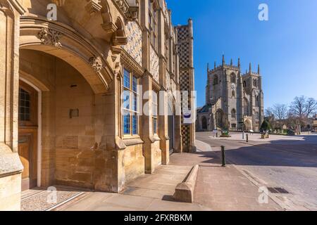 View of Saturday Market Place and King's Lynn Minster (St. Margaret's Church), Kings Lynn, Norfolk, England, United Kingdom, Europe Stock Photo