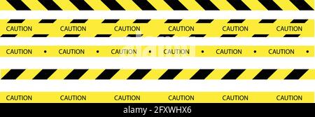 Vector set of seamless tapes. For restriction and dangerous zones. Yellow and black. Stock Vector
