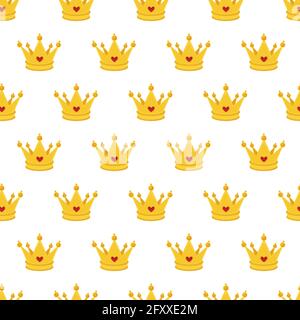 Seamless gold white crown pattern background Stock Vector