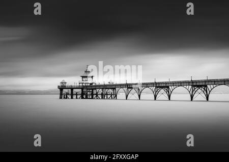 Clevedon Pier in the mouth of the River Severn, North Somerset, England.