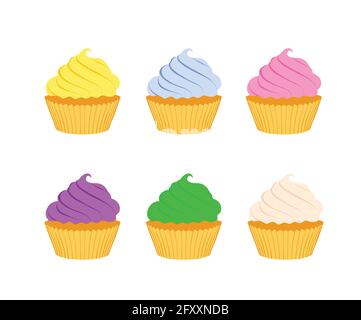 Tasty cupcakes isolated on white background Stock Vector