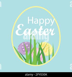 Happy Easter colorful eggs greeting card, ad, promotion, poster, flyer, web-banner, article Stock Vector