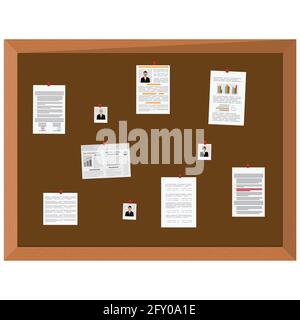 Investigation board. Crime investigation concept. Vector illustration Stock Vector