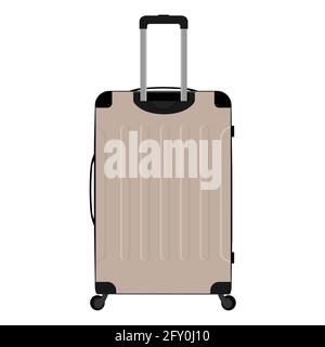 Vector illustration of realistic large polycarbonate travel plastic suitcase with wheels isolated on white background. Art design traveler luggage. Ab Stock Vector